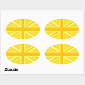 Sunny Yellow Union Jack British Flag Decor Ovale Sticker (Vel)