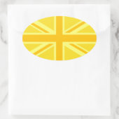 Sunny Yellow Union Jack British Flag Decor Ovale Sticker (Tas)