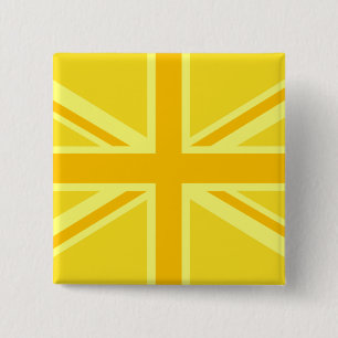 Sunny Yellow Union Jack British Flag Decor Vierkante Button 5,1 Cm