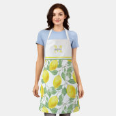 Sunny Yellow Waterverf Lemons | Monogrammen Schort (Gedragen)