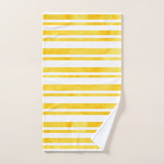 Sunny Yellow Waterverf Stripes Bad Handdoek (Handdoek)