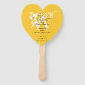 Sunny Yellow & White Chic Monogram Weddenschap Pro Handwaaier (Achterkant)