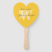 Sunny Yellow & White Chic Monogram Weddenschap Pro Handwaaier (Voorkant)