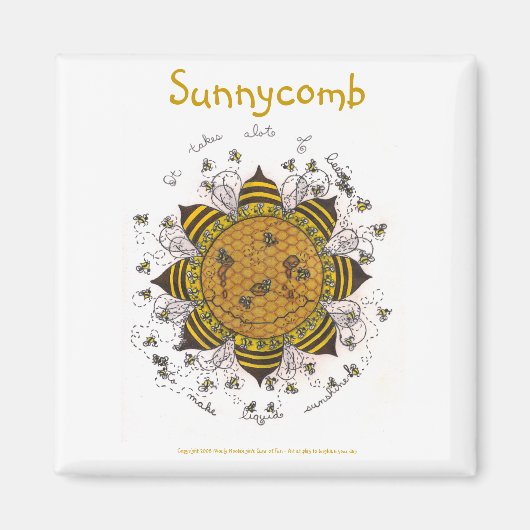 Sunnycomb - Magnet Carré de 2 pouces (blanc) (Devant)