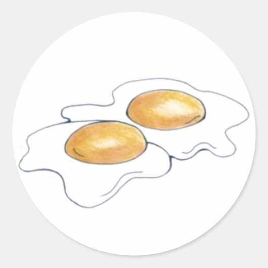 Sunnyside Up Fried Eggs Poaching Eggs Breakfast Fo Ronde Sticker (Voorkant)