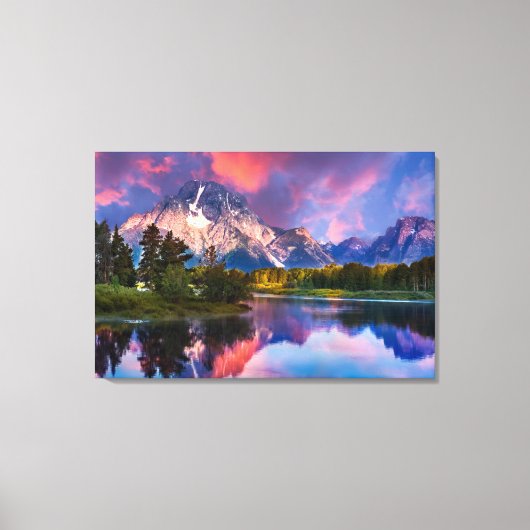 Sunrise aan de Oxbow Bend Canvas Afdruk (Voorkant)