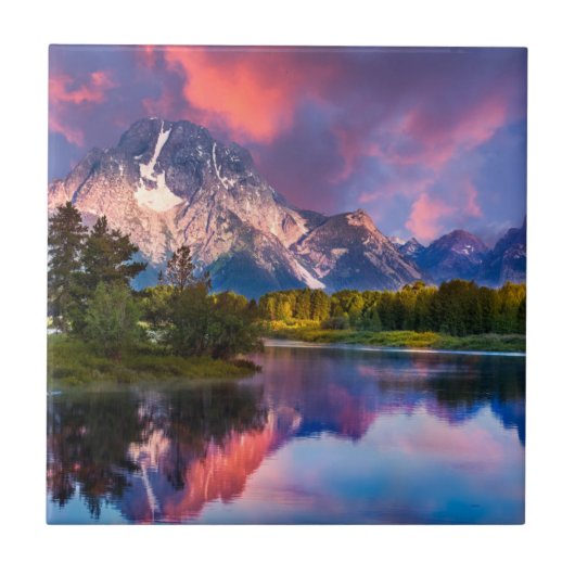 Sunrise aan de Oxbow Bend Tegeltje (Voorkant)