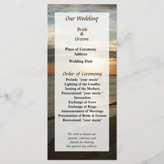 Sunrise aan het Norfolk VA Wedding Programme Programma (Voorkant)