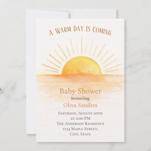 Sunrise Baby Shower Modern Kaart (Voorkant)