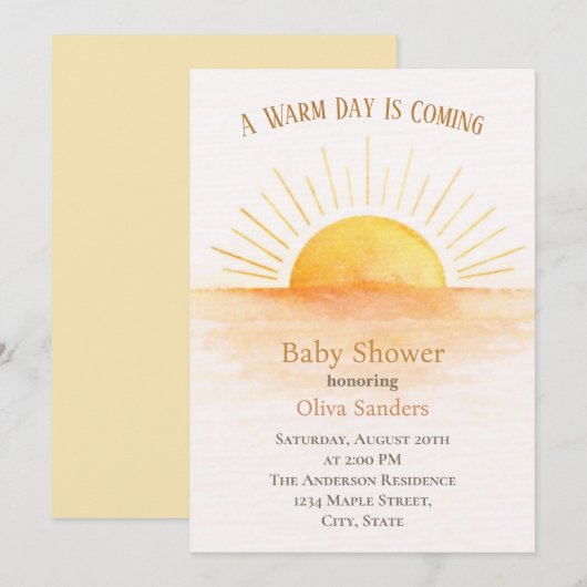 Sunrise Baby Shower Modern Kaart (Voorkant / Achterkant)
