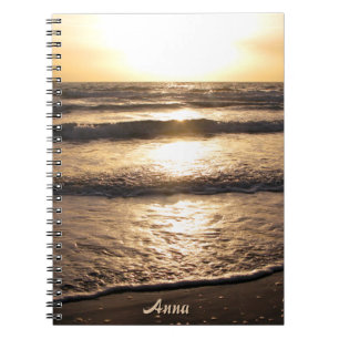Sunrise Beach Ocean Uitzicht Foto van elke naam Notitieboek