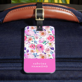 Sunrise Boho Floral Monogrammed Bagagelabel