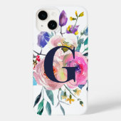 Sunrise Boho Floral Navy Monogram Case-Mate iPhone Case (Achterkant)