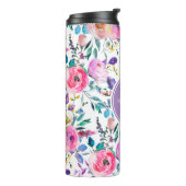 Sunrise Boho Floral Paars en White Monogram Thermosbeker (Gedraaid links)