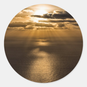 Sunrise boven de Atlantische oceaan Ronde Sticker