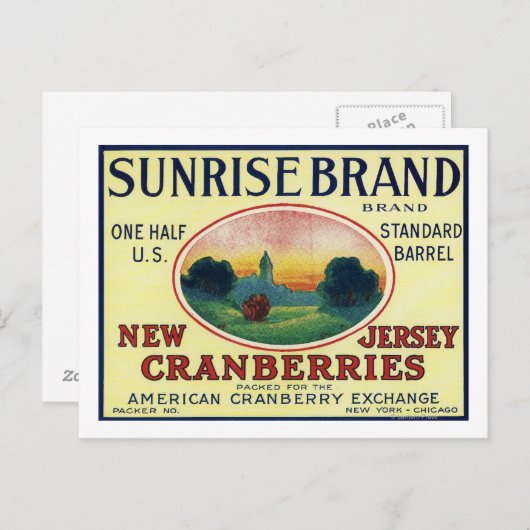 Sunrise Brand Cranberry Label Briefkaart (Voorkant / Achterkant)