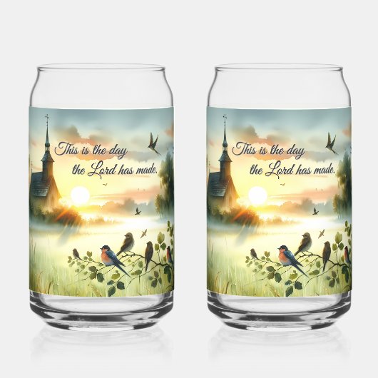 Sunrise Church with Birds in Misty Meadow (Recto)