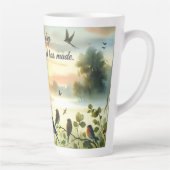 Sunrise Church with Birds in Misty Meadow Latte Mok (Rechts)