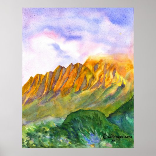 Sunrise Cliffs Kauai Print en Poster (Voorkant)