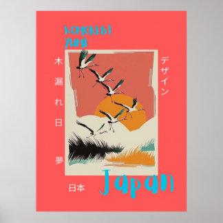 Sunrise Crane Art Print - Japanse reisposter