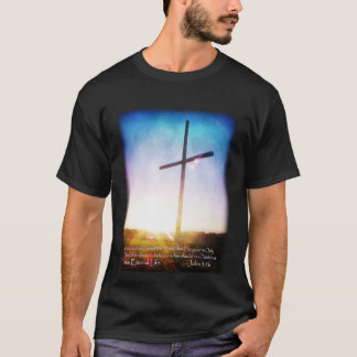 Sunrise Cross John 3:16 T Shirt Donkere kleuren