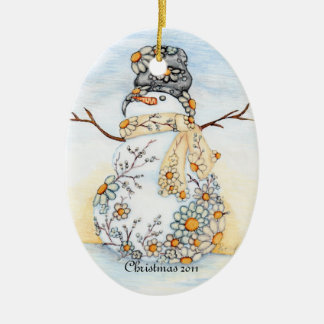 Sunrise Daisy Snowman Ornament