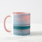 Sunrise de plage côtière bleu rose vert pâle tasse (Gauche)