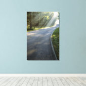 Sunrise door mist langs groene rivier canvas afdruk (Insitu (Houten vloer))