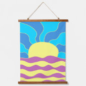 Sunrise en Waves Abstracte kunst Hangend Wandkleed (Voorkant)