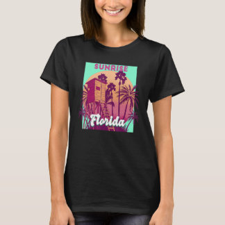 Sunrise FL:  strand op de retro-oceaan T-shirt