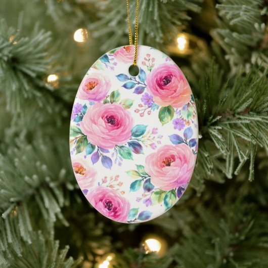 Sunrise Floral Boho Custom Name Design Keramisch Ornament (Boom)