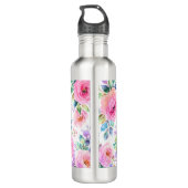 Sunrise Floral Boho Custom Name Design Waterfles (Achterkant)