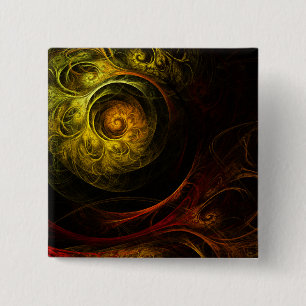 Sunrise Floral Red Abstract Art Button (vierkant)