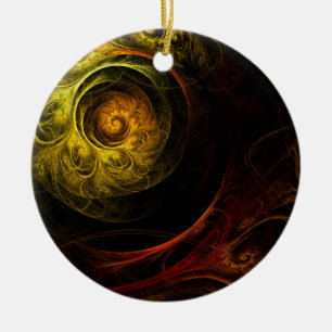 Sunrise Floral Red Abstract Art Ornament