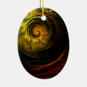 Sunrise Floral Red Abstract Art Oval Ornament (Achterkant)