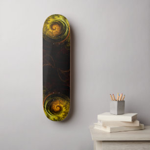 Sunrise Floral Red Abstract Art Skateboard