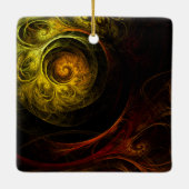 Sunrise Floral Red Abstract Art Square Ornament (Achterkant)