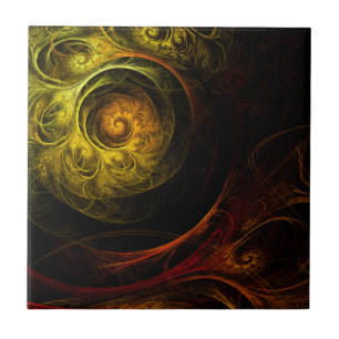 Sunrise Floral Red Abstract Art Tile Tegeltje