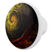 Sunrise Floral Red Abstracte kunst Keramische Knop (Rechts)