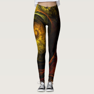 Sunrise Floral Red Abstracte kunst Leggings