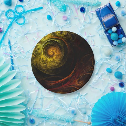 Sunrise Floral Red Abstracte kunst Papieren Bordje (Feest)