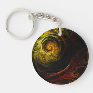 Sunrise Floral Red Abstracte kunst Sleutelhanger