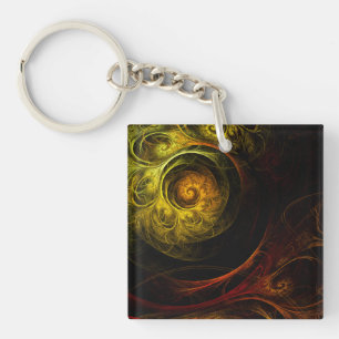 Sunrise Floral Red Abstracte kunst Sleutelhanger