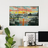 Sunrise in de haven poster (Thuiskantoor)