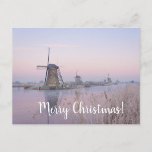 Sunrise Light en windmolens kerstkaart Feestdagenkaart