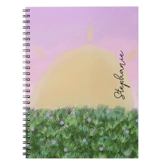 Sunrise Meadow gepersonaliseerd - aangepaste paste Notitieboek (Voorkant)