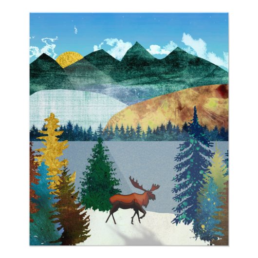 Sunrise Moose Foto Afdruk (Voorkant)