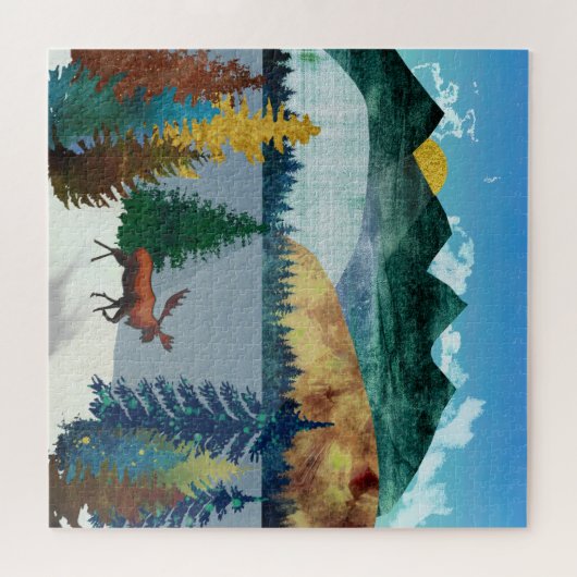 Sunrise Moose Legpuzzel (Horizontaal)