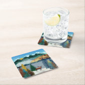 Sunrise Moose Vierkante Kartonnen Onderzetter (Insitu)