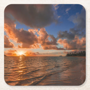 Sunrise op Mokulua Island Vierkante Kartonnen Onderzetter